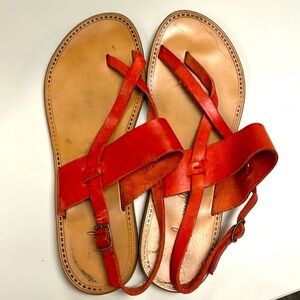 Mila Paoli size 39 / 9 red leather sandals made in Italy